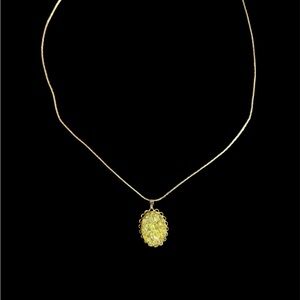 Gold-Tone Yellow Crystal Pendant Necklace - Fashion Jewelry